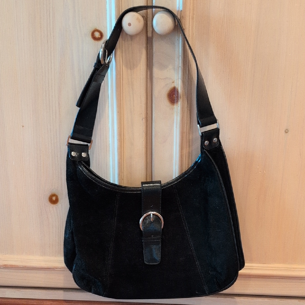 Wilson Leather Elegant Black Suede Shoulder Bag